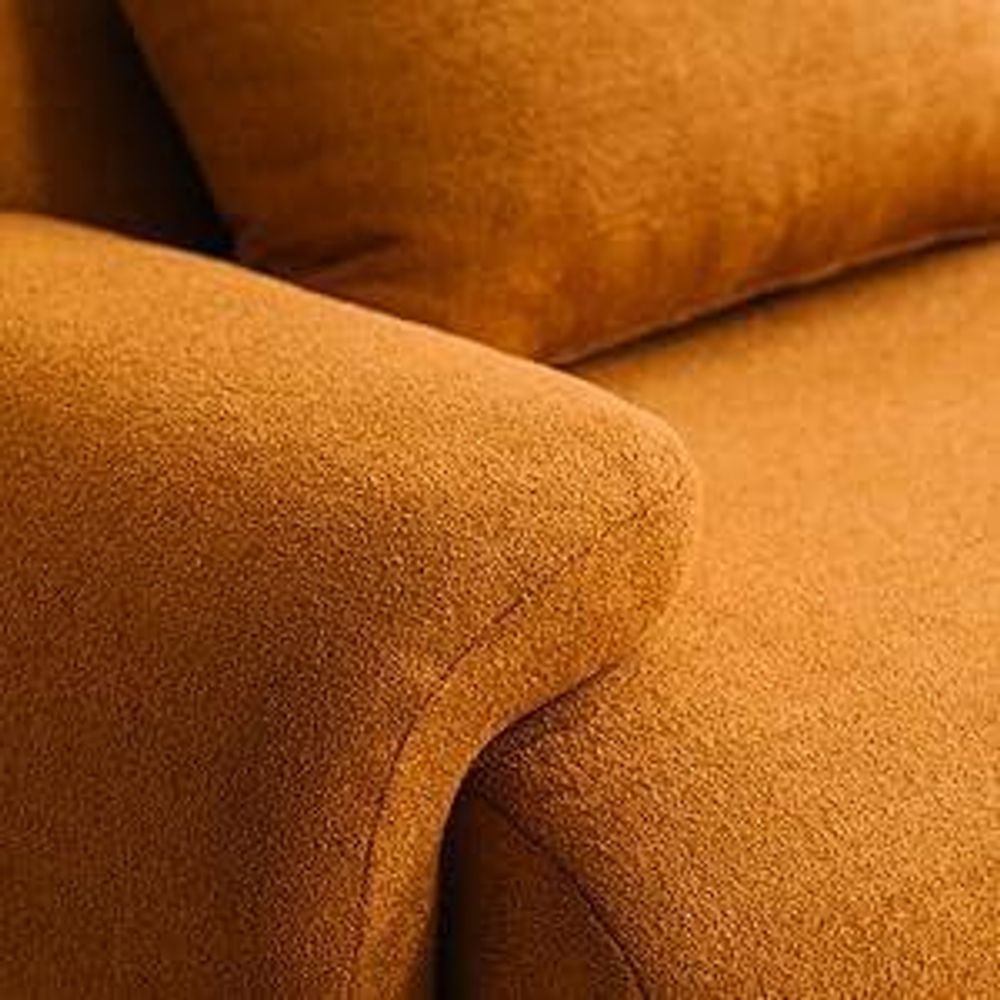 MILYSOFA SOFATIME 3-Sitzer-Modul-Ecksofa mit Chaiselongue, feiner Bouclé-Stoff, tiefblau