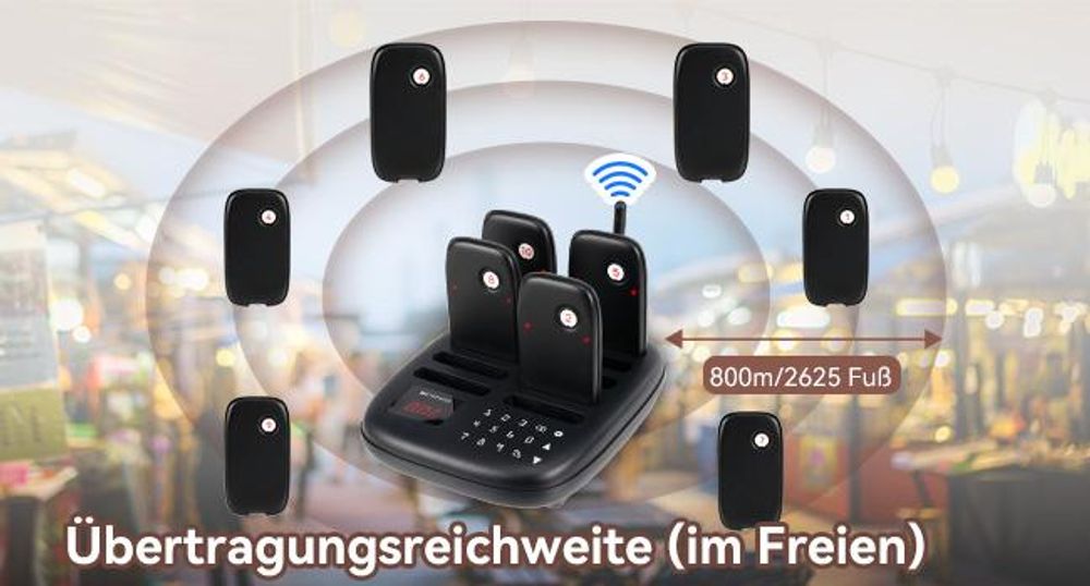 Retekess TD175S Restaurant Pager System, Restaurant Buzzer, mit Vibration, Outdoor 800M, 7 Rufmodi, 10 Abfragehistorie, für Fast Food Speisewagen