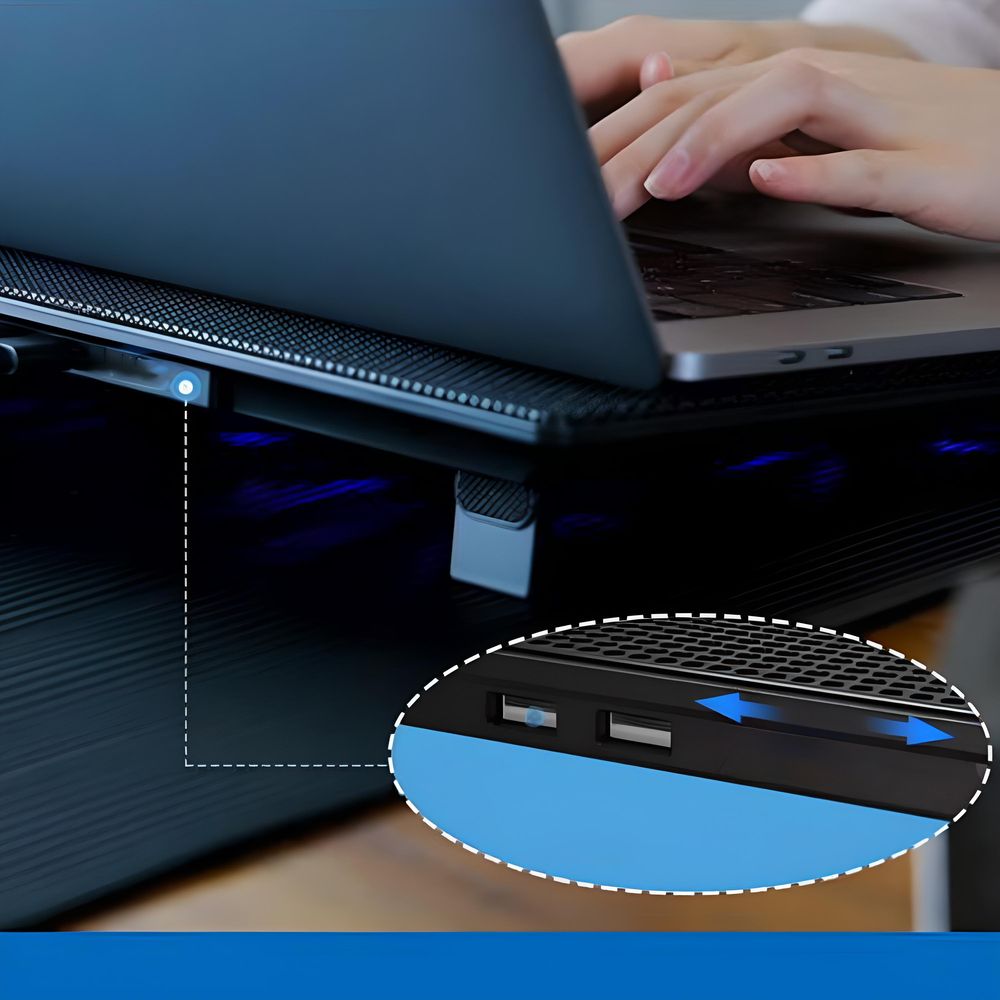 Notebook Laptop Kühler Ständer mit 5 x LED Beleuchtet Lüfter 2 USB Unterlage 12-17 Zoll USB-Stromversorgung PS4 Pro Playstation 4 Cooler Retoo