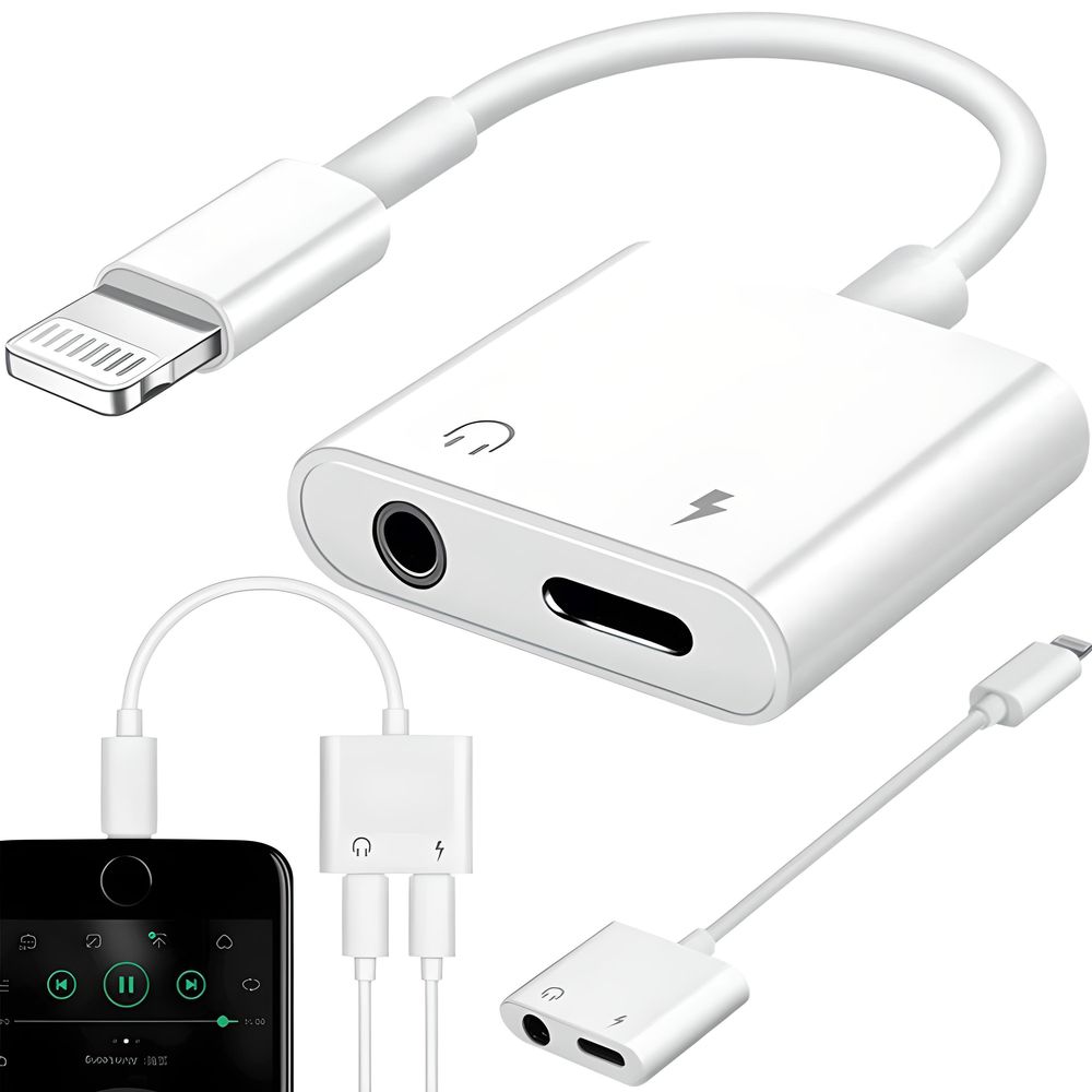 Lightning Aux Adapter 2in1 3.5mm für iPhone Kopfhörer Kopfhöreranschluss Audio Laden Kompatibel iPhone13 Pro Max 12 11 XS XR X 7 7P 8 8P Laden Retoo