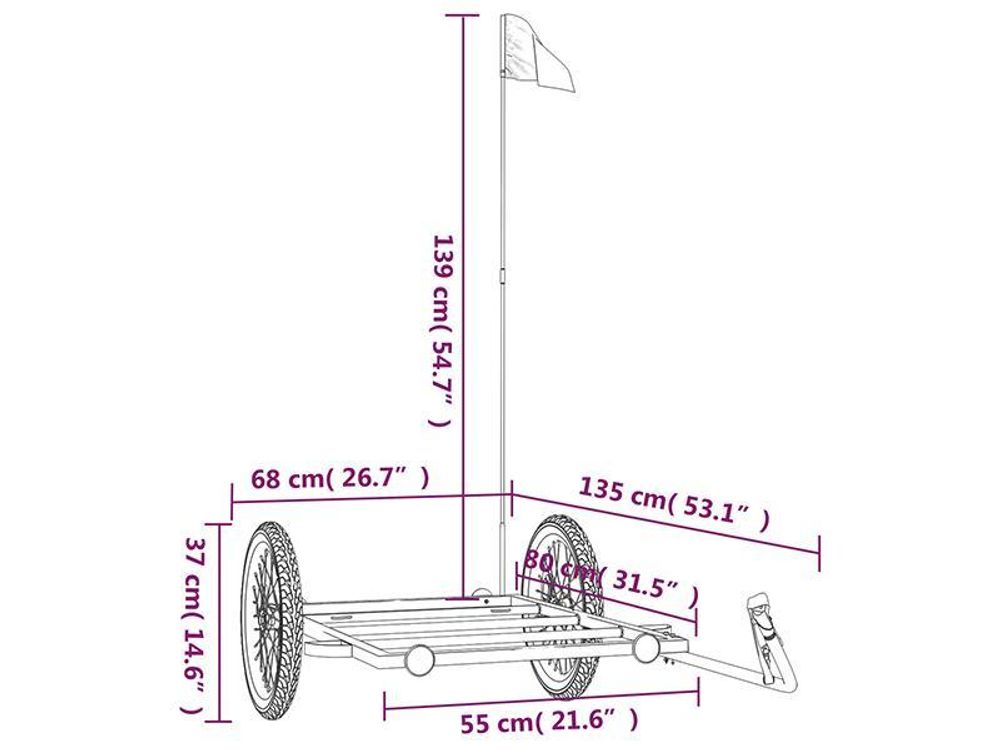 vidaXL Fahrradanhänger Schwarz 135x68x37 cm Eisen