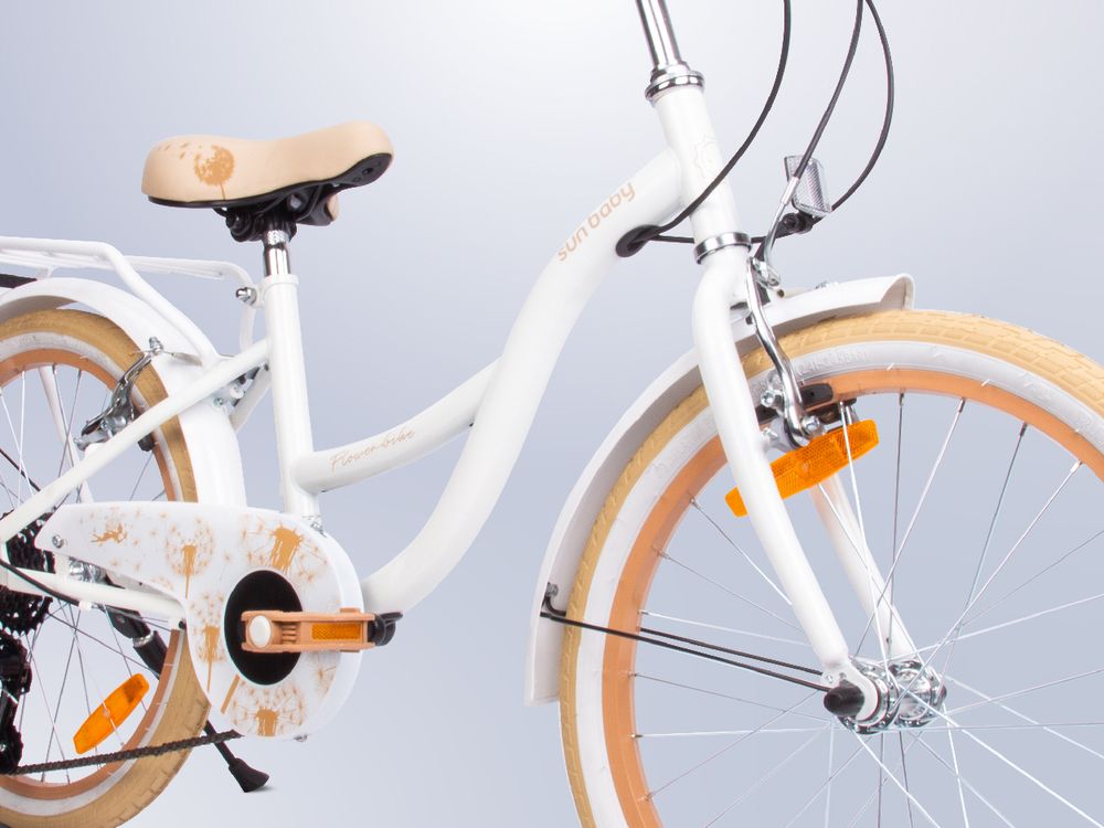 SUN BABY Flower Bike Kinderfahrrad 20 Zoll Mädchen, Fahrrad für Kinder ab 6 Jahre, 6-Gang Shimano, V-Brake, Gepäckträger, Reflektoren