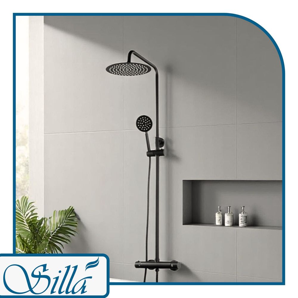 Duschset, Dusch, Dusche, Bad, Regendusche, Handbrause, Schwarz, Silla, Anti kalk