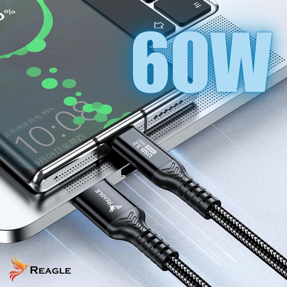 USB A auf USB C Kabel 1m – Schnellladen PD 60W QC4 – Datenkabel USB 3.2 Gen2 10Gbps – Ladekabel für Smartphone Laptop Tablet