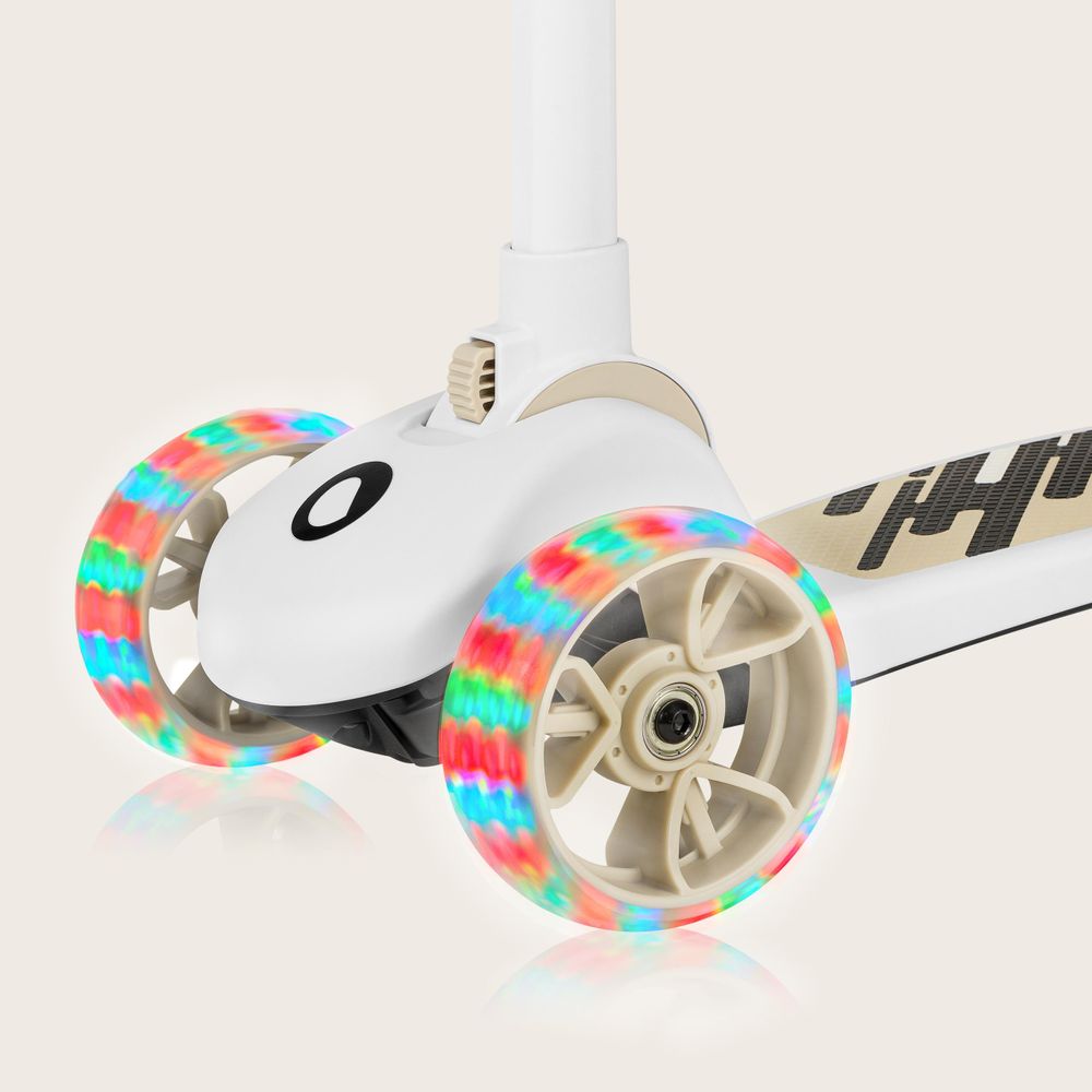 Lionelo Franky 2in1 Kinder Laufrad bis 20 kg Balance Roller bis 50 kg Höhenverstellbar, LED-Räder, rutschfestes Trittbrett, Korb Beige