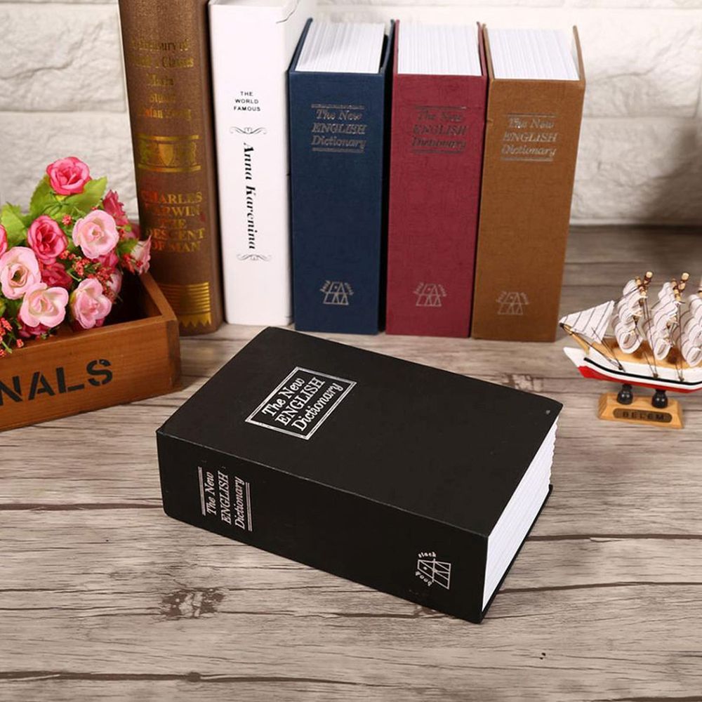 Büchersafe Buchattrappe Buchtresor Geldkassette Tresor Buch Attrappe mit Schlüssel Bücher Safe Buchsafe Geheimsafe Wörterbuch Schwarz XL Retoo