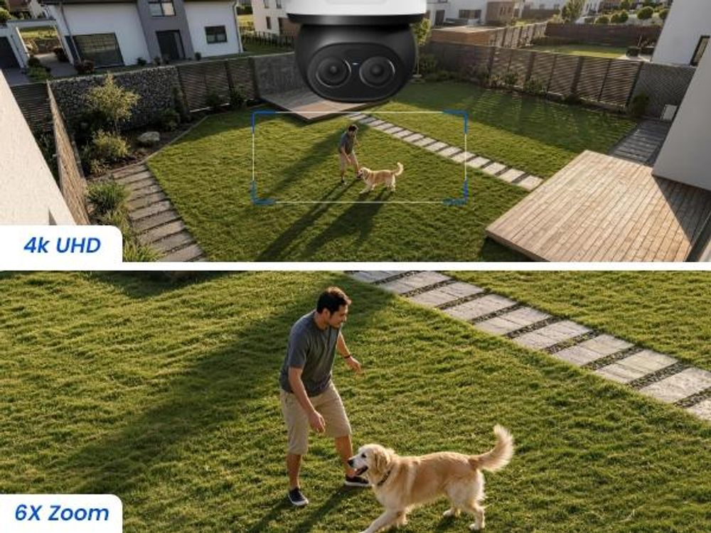 Reolink TrackFlex Floodlight WiFi, 4K WLAN Kabelgebundene Flutlicht-Außenüberwachungskamera, 360° Auto-Tracking, KI-Videosuche ohne Abo, KI Erkennung