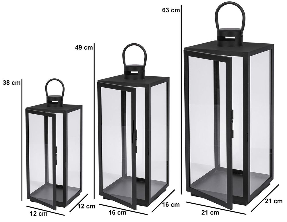 SEVICO Laterne Gartenlaterne 3tlg. Windlicht Laterne Kerzenhalter Kerzenleuchter Kerzenständerr für Outdoor Wohnzimmer Garten Balkon F270