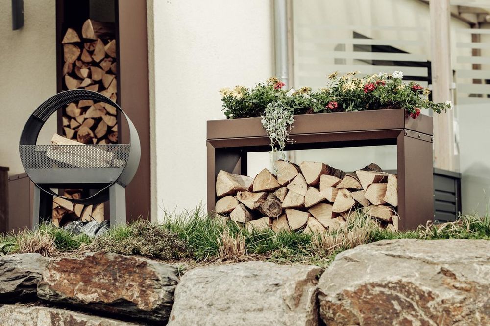 hiyard Wooker Wide Brennholzregal – Kaminholzregal / Holzlagersystem / 99 x 49 cm / matt-schwarz