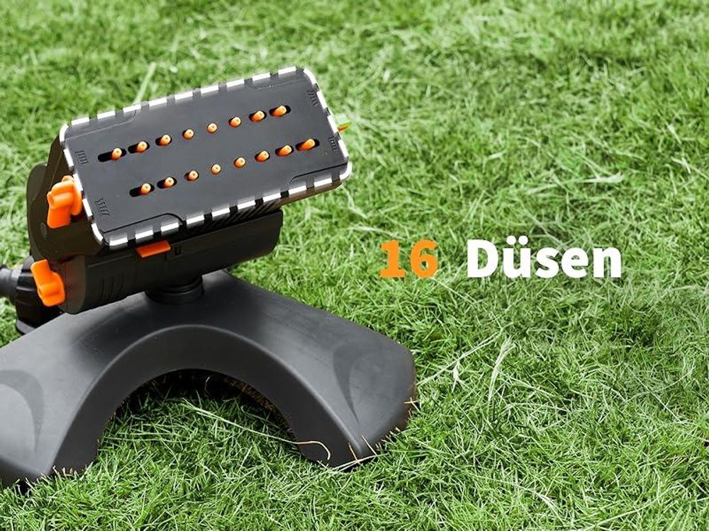 Diivoo Mini Turbo Oszillierender Rasensprenger 16 Düsen Gartensprinkler mit Schnellanschluss und Basis Wassersprinkler Einstellbare Breite Reichweite