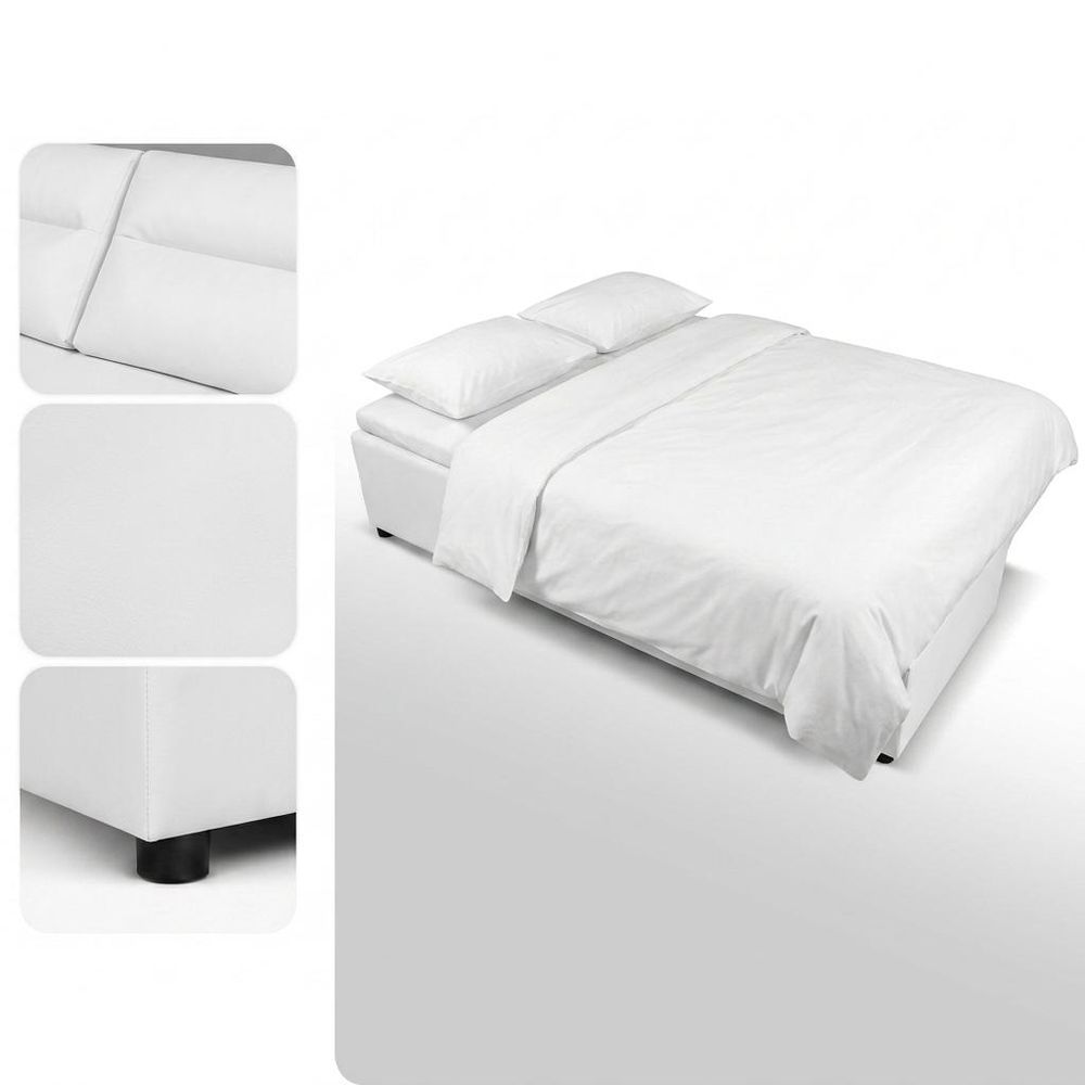 Schlafsofa KIMO Boston – mit Schlaffunktion und Bettkasten, Kunstleder in Weiß, Family Meble