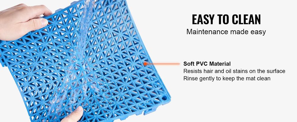 VEVOR Verbindungsfähige Drainage-Bodenmatte 30,5 x 30,5 cm PVC Rutschfeste Bodenfliesen 12er Pack, Blau, 50 PCS-a