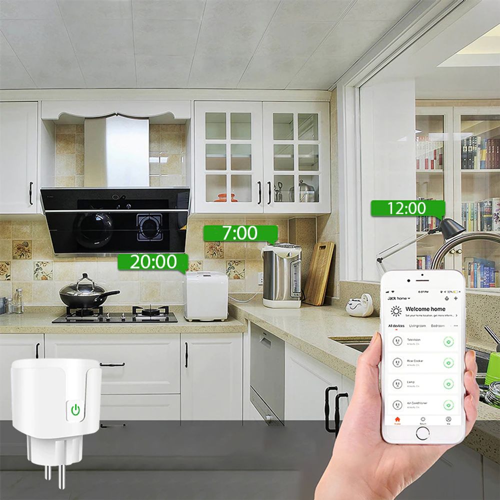 Smart Home Funksteckdosen Indoor Plug WiFi WLAN Berührungsschutz Steckdose Schaltbare Innenbereich Google Alexa Assistant Büro Arbeitszimmer EU Retoo