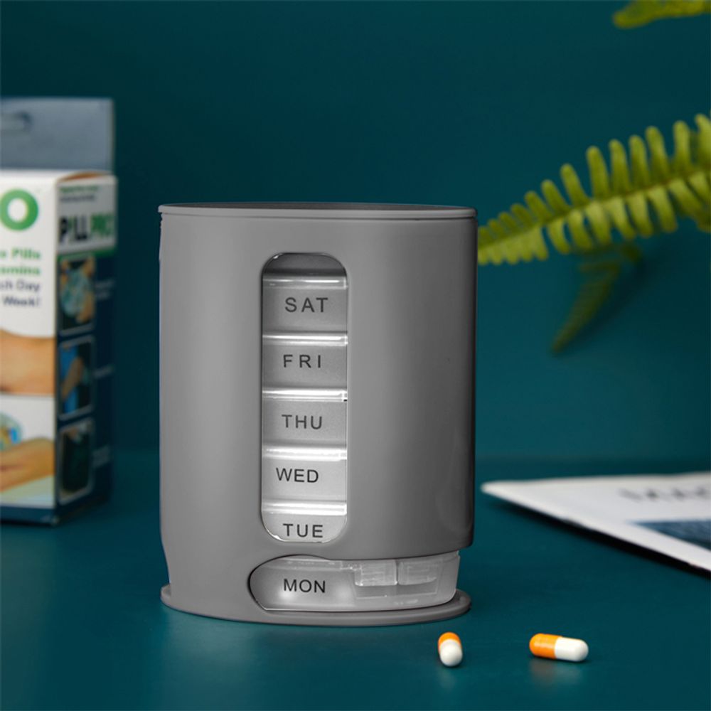 Tablettenbox 7 Tage Pillendose Medikamentendispenser Wochendispenser Tablettendispenser 4 Fächer Pillenbox Medikamenten Dosierer Medikamentenbox Grau Retoo