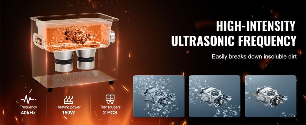 VEVOR 3L Ultraschallreiniger mit Heiztimer und Korb professionelle digitale Schallkavitationsmaschine, 120 W Reinigungsmaschine für Uhreninstrumente Brillen Münzen Metallteile Werkzeuge Silber