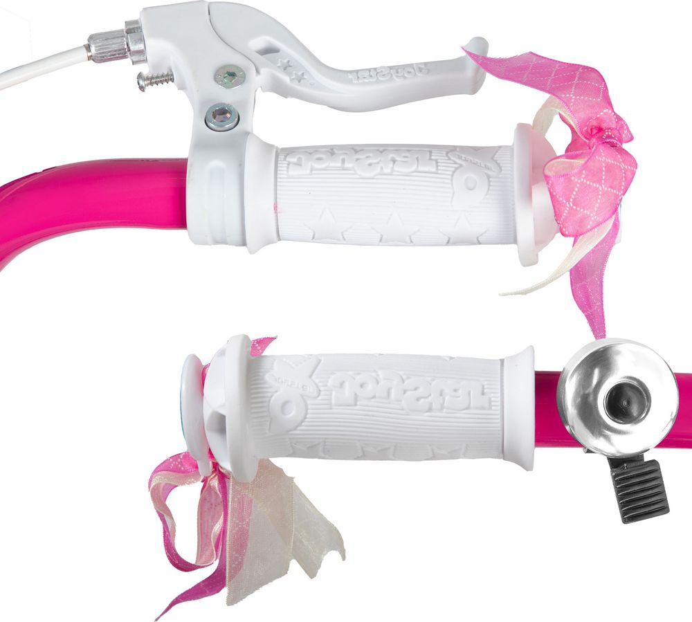 HILAND Joystar 18 Zoll Kinderfahrräder Mädchen mit Puppensitz, Stützräder, Korb, Schutzbleche, V-Brake-Bremsen, Magenta