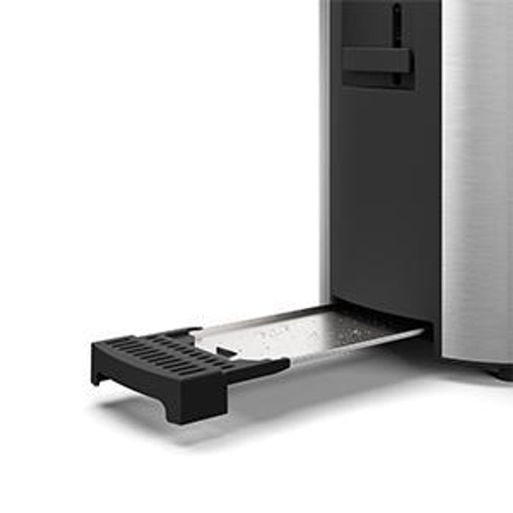 Balter Toaster 4 Scheiben, Edelstahl, Langschlitztoaster mit Brötchenaufsatz, 1400W, LCD Display, Defrost-/Aufwärmfunktion, Krümelschublade, Silber
