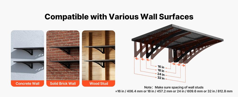 VEVOR 2-stufige Schwerlast-Wandregale für die Garage, 50 x 122 cm Stahl Wandmontierte Regaleinheit, 500 x 1219 mm pro Regal Schwimmendes Lagerregal aus Metall für die Garage mit 254 kg Gesamttragfähigkeit, Schwarz, 24 x 36 in
