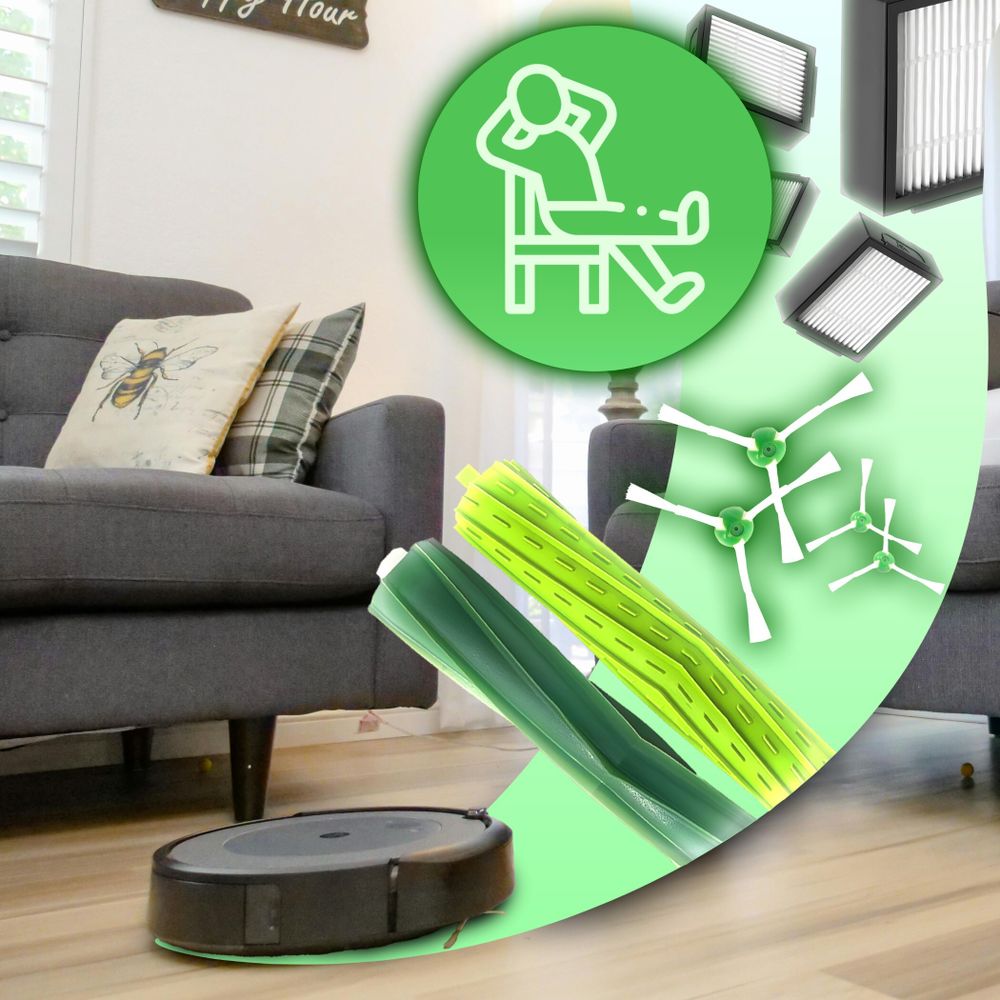 Ersatzteile Set kompatibel mit iRobot Roomba e/i Serie, 4x Filter 4x Seitenbürste 2x Bürste -Staubsauger Zubehör für Modelle e5 i7 i7+, Ersatz Retoo