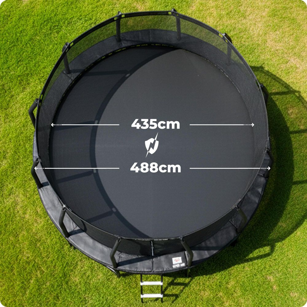 Thunder Gartentrampolin Elite 488 cm 16 ft Innennetz 150 kg Schwarz