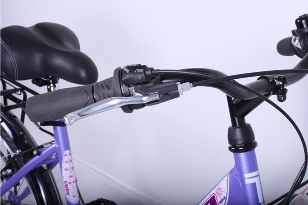 Talson Mädchen-Fahrrad 26 Zoll, 21-GG-Shimano-Schaltung mit Beleuchtung und Gepäckträger, Farbe Lila/Weiß