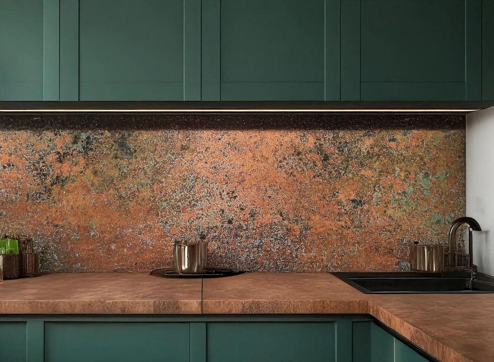 CopperAndCraft Echtes Kupfer Küchenrückwand 80x60 cm, Handgemachtes Metall Wandpaneel, Spritzschutz Küche, Dekoratives Wanddesign, Wandverkleidung