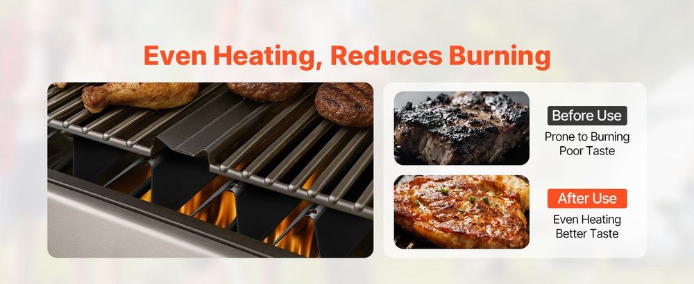 VEVOR Aromastäbe, 39 cm Grill Ersatzteil, für Weber Spirit I & II 200 Serien Grills, einschließlich Spirit ll E-210, ll E-220, ll S-210, E-210, S-210, porzellanemaillierte Stahl-Hitzeschild, 3er Pack, 390 mm-a, 5 Teile Set