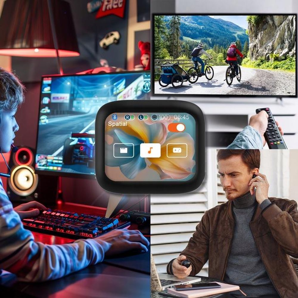 Forever Bluetooth-Kopfhörer, In-Ear Kopfhörer mit Display ANC + ANC TWSS-500 schwarz