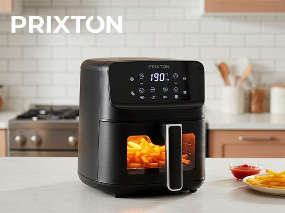PRIXTON Heißluftfritteuse Cook Organics 4,2 L, 8 Programme, Touch-LED-Display, Sichtfenster mit Licht, 1500 W, Temperatur 80–200 °C, Timer 60 min