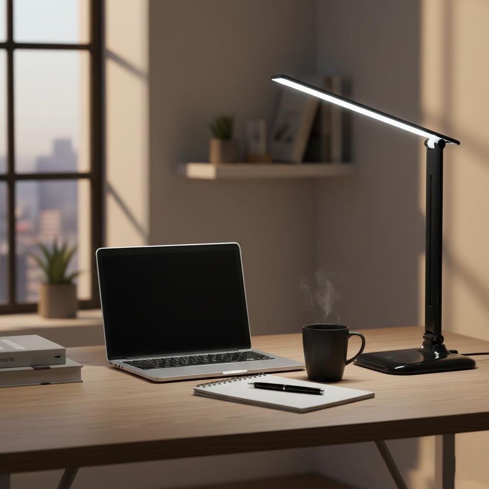 MasterLED LED Schreibtischlampe 9W Schwarz, 4500K Neutralweiß, Touch Dimmbar Verstellbar