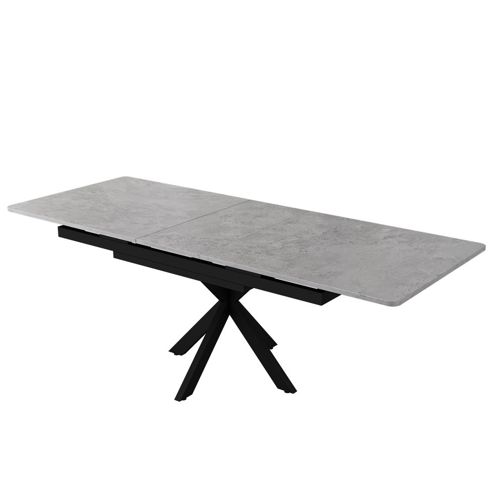 okwish Esstisch Erweiterbar Esszimmertisch rechteckig (Erweiterbar Esszimmertisch rechteckig Küchentisch weiß Marmoroptik), Ausziehbar 150-180cm Tischplatte, Grau