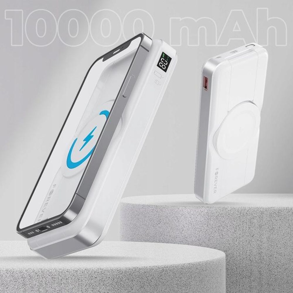 Forever kabellose Powerbank MATB-300 10000 mAh 3in1 weiß