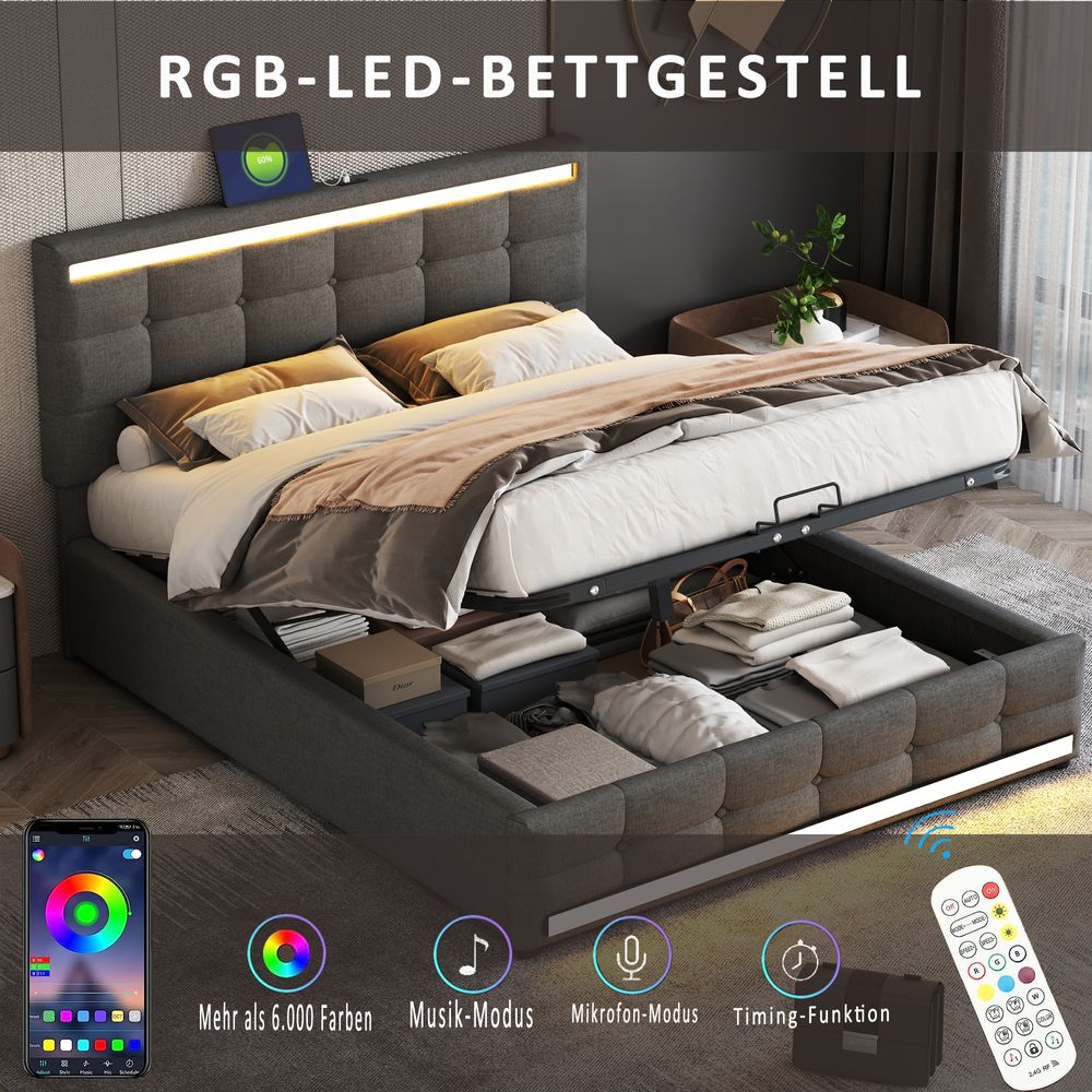 Stauraumbett mit LED