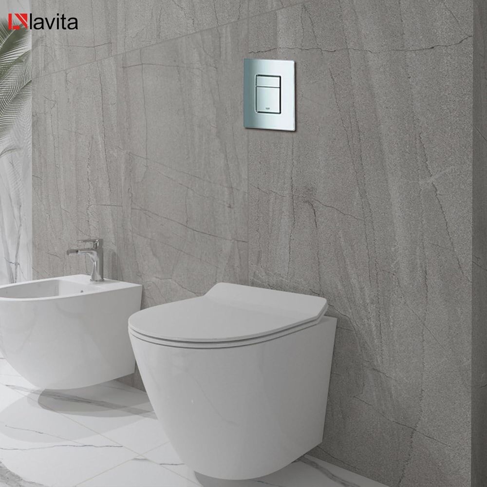GROHE Vorwandelement Solido + Wand Hänge WC Sogo Slim Weiß Spülrandlos + WC-Sitz SoftClose | Verchromter Knopf | Komplettset | Unterputz Spülkasten | Toilette Komplett Sett