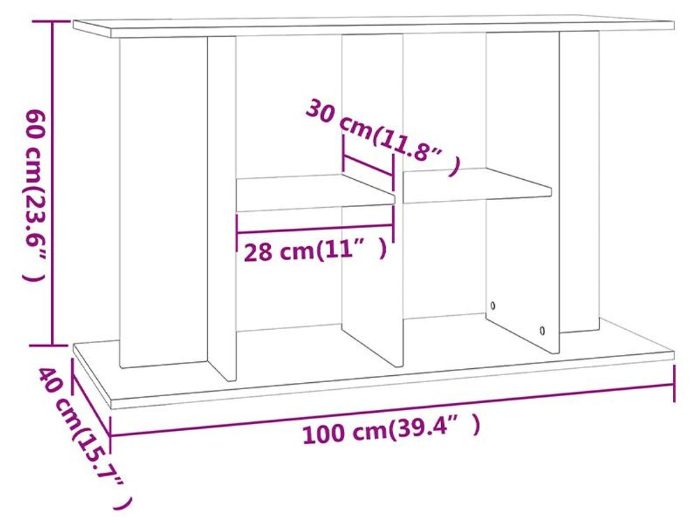 vidaXL Supporto per acquario Bianco 100x40x60 cm Materiale a base di legno