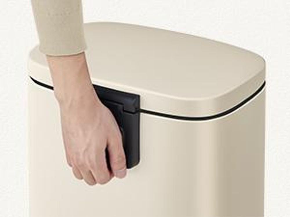SONGMICS Mülleimer Küche, 50 Liter, Abfalleimer, Treteimer, mit Deckel, Softclose, Fußpedal, Stahl, Inneneimer, sandbeige