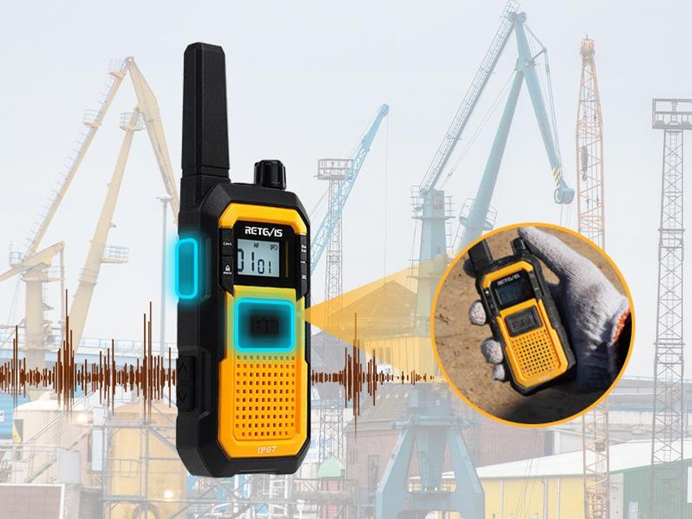 Retevis RB648 Heavy Duty Walkie Talkies, Wasserdichtes Funkgerät IP67, Dual PTT, 2000mAh Type C Ladung, Notfall Walkie Talkie Erwachsene für Baustelle (2 Stück)