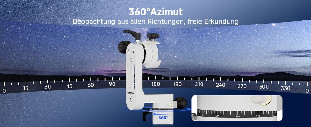 Svbony SV225 Mini-Alt-Azimut-Teleskophalterung, 5 kg maximale Tragfähigkeit, Aluminium-Alt-Az-Halterung, Teleskop-Zubehör mit verstellbarem Winkel