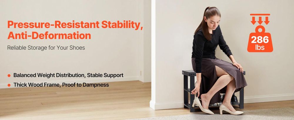 VEVOR Schuhregalbank Schuhbank (703 x 288 x 451 mm), Eingangsbereichsbank aus Ba