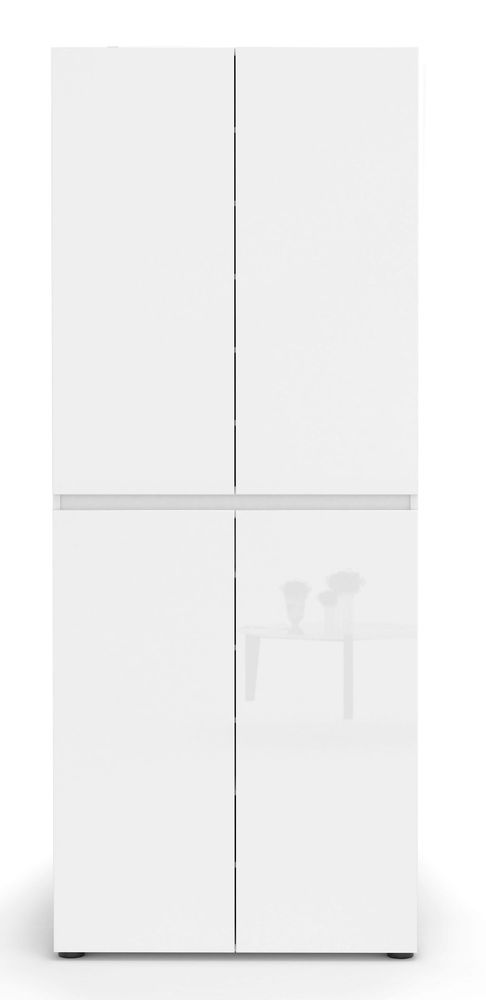 Glossy Schuhschrank 80 cm – Hochschrank mit viel Stauraum und Weiß-Hochglanz-Front