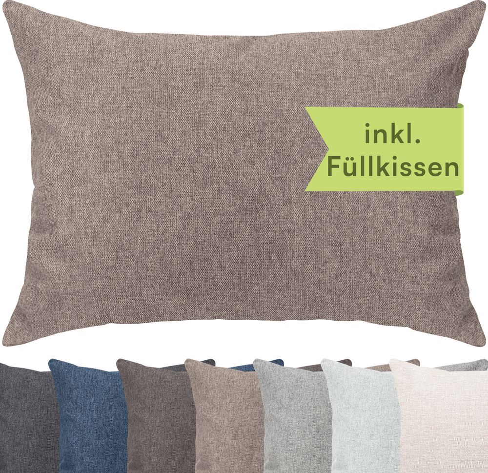 Selfitex Dekokissen XXL 60x80 inkl. Füllkissen, kuschelweiches Lesekissen, Rückenkissen, Sofakissen, für Couch, Bett (Farbe: Hellbraun)