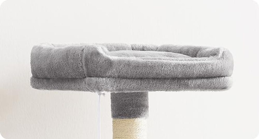 FEANDREA Kratzbaum, 112 cm, Katzenbaum mit Hängematte, mehrstöckiges Katzenhaus, Hellgrau