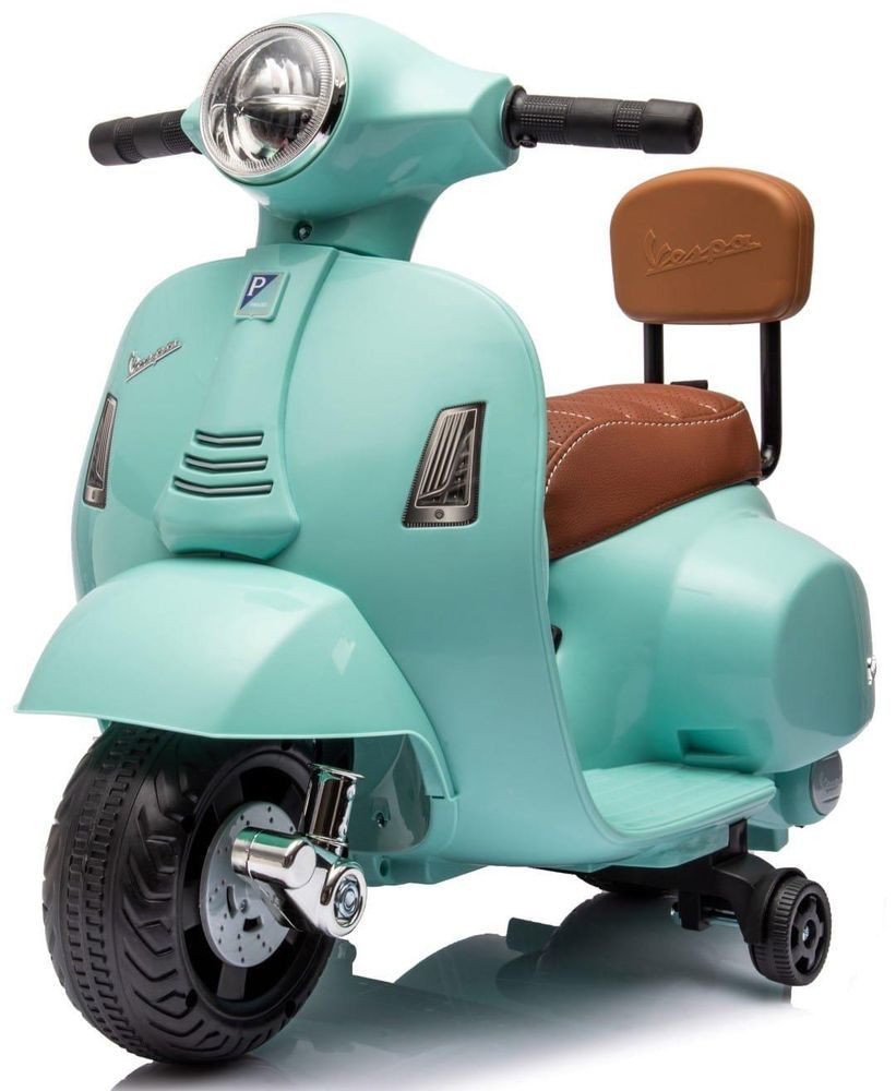 Vespa elettrica per bambini SUN BABY vista laterale con schienale e ruote laterali