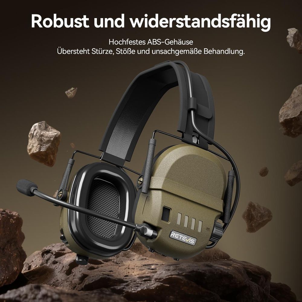 Retevis EH080K Taktisches Headset, Elektronisches Headset, intelligente Geräuschunterdrückung, IP65, Walkie-Talkie-Headset, kompatibel mit RT24