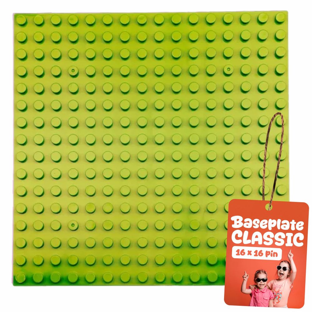 Bauplatte 16x16 große Noppen, Grundplatte kompatibel mit gängigen Bausteinen, 25,5 x 25,5 cm, EVI KIDS, Hellgrün
