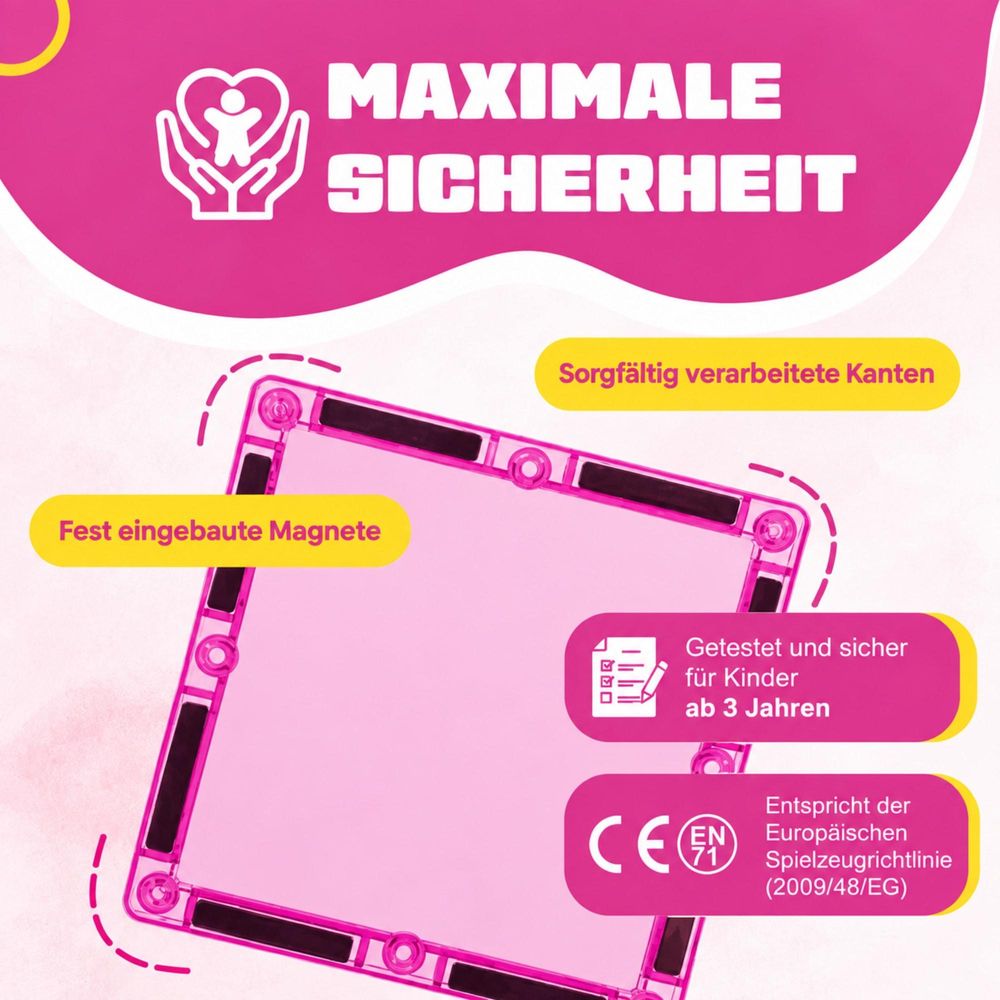Sichere magnetische Bausteine mit abgerundeten Kanten