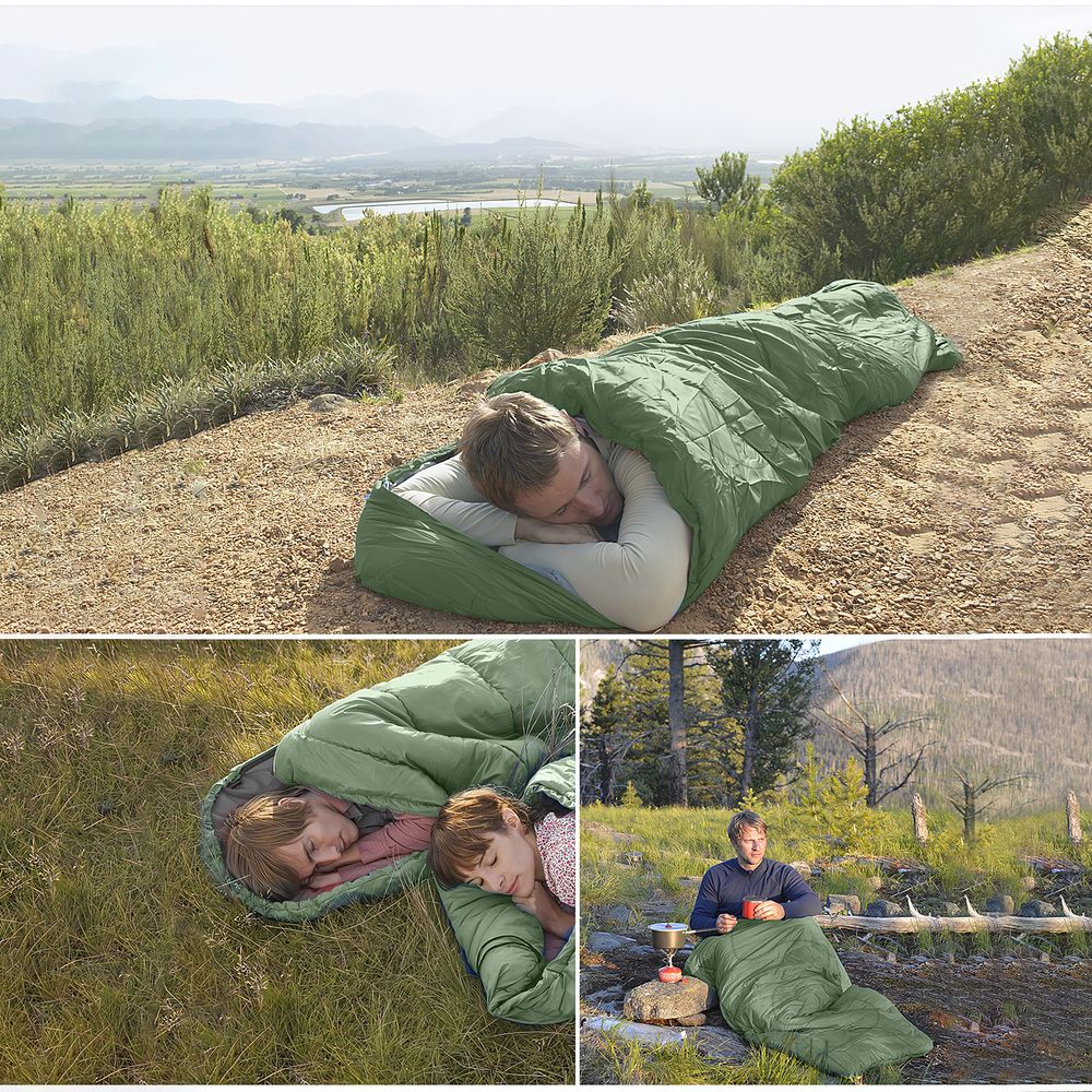 Schlafsack für Camping Outdoor Deckenschlafsack Sommer Wasserdicht Ultraleicht Kleines Packmaß Tragetasche 210x75cm Grün Retoo
