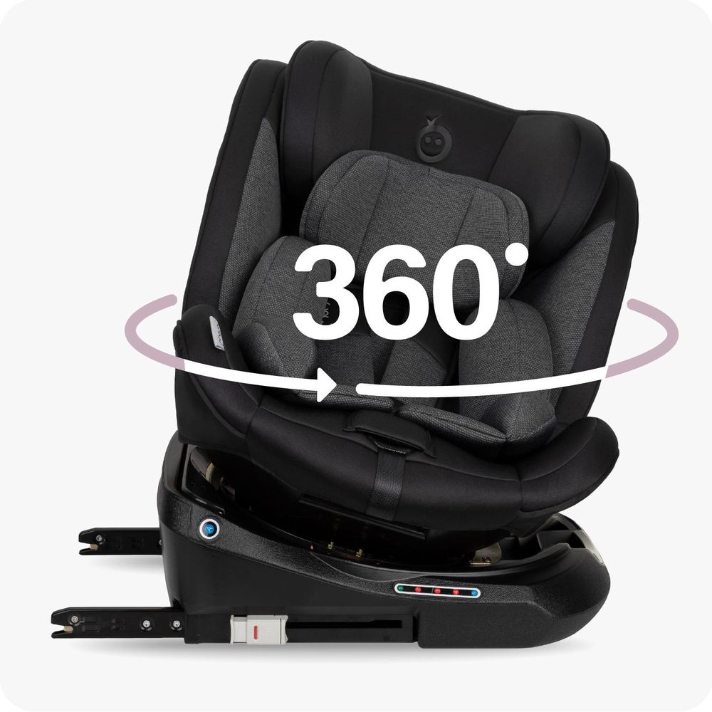 MoMi EMI – i-Size Kindersitz 40–150 cm (0–36 kg), 360° drehbar, ab Geburt rückwärts & vorwärts nutzbar, mit ISOFIX & Top Tether – Schwarz