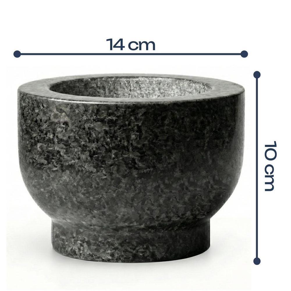 WELLHAUS Granitmörser mit Stößel, groß, XXL, für Gewürze, 14x10 cm