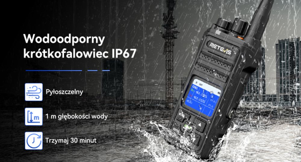Retevis NR630S Walkie Talkie Dalekosiężne, wodoodporne radiotelefony dla dorosłych, IP67, 2800 mAh, redukcja szumów AI, LCD dla logistyki